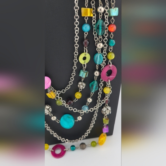Lane Bryant Multi-Strand Colorful Beaded Necklace 22-28” Adjustable Length - Picture 8 of 9